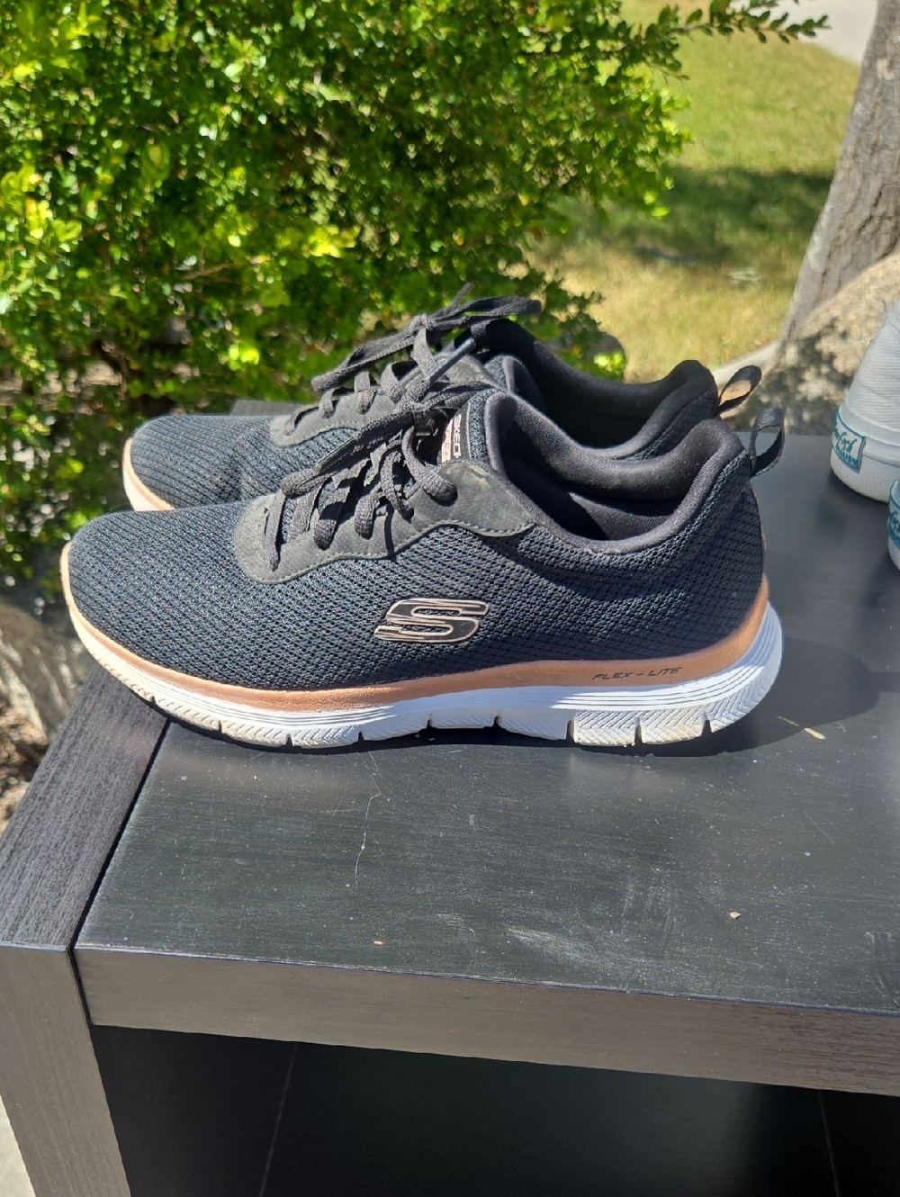 Skechers Black Sneakers with Rose Gold Accent